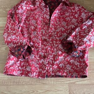 Coldwater Creek Red and Cream Floral reversible jacket. 2 jackets in 1!! SZ PXL